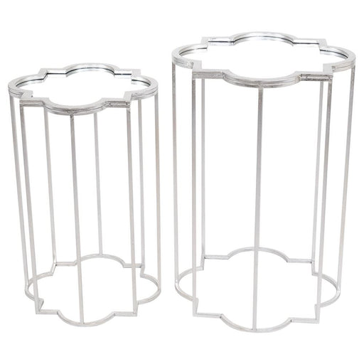 Set of 2 Silver Mirror Top Tables