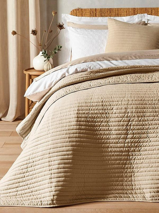 Natural Quilted Lines Bedspread