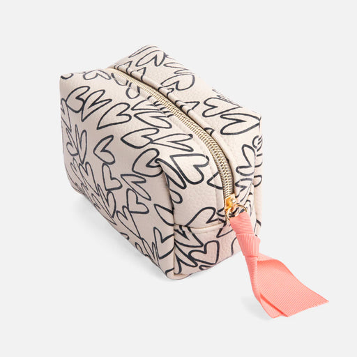 Mono Outline Hearts | Mini Cube Cosmetics Bag