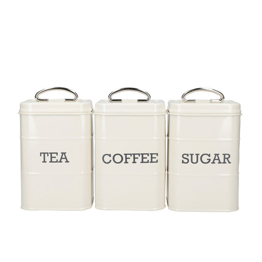 Living Nostalgia Set Of 3 Tea, Coffee And Sugar Tins