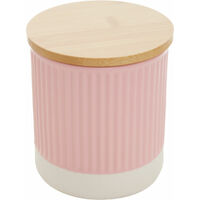 Geome Pink Storage Canister With Air Tight Bamboo Lid