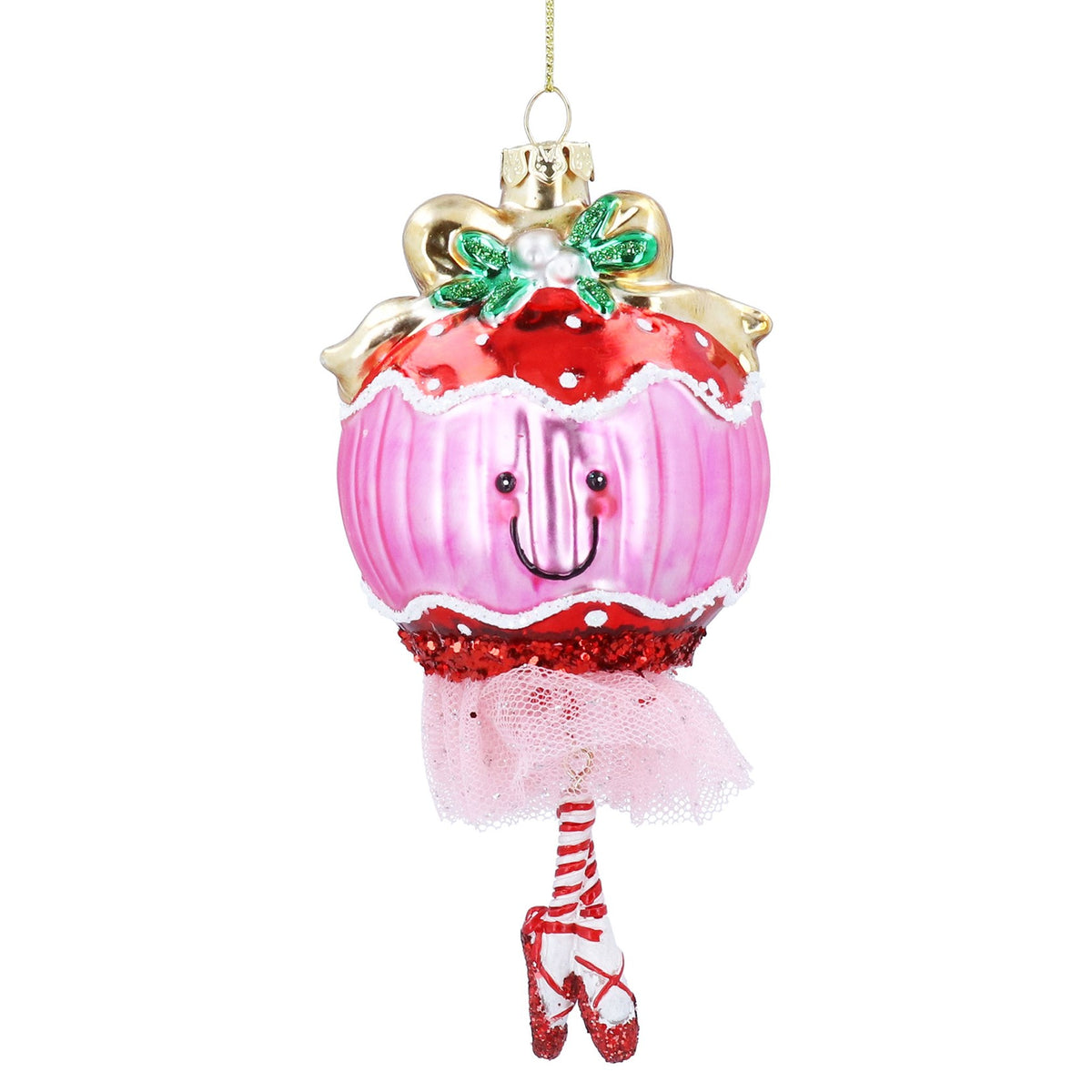 Glass Hanging Decoration | 14cm | Ball w Tutu