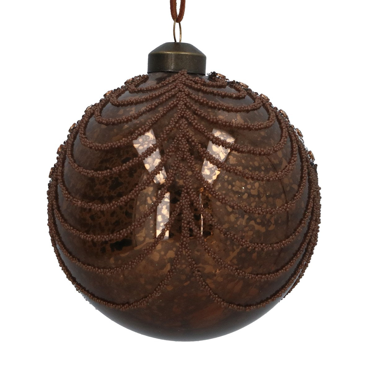Glass Bauble | 10cm | Antique Mirror Chocolate