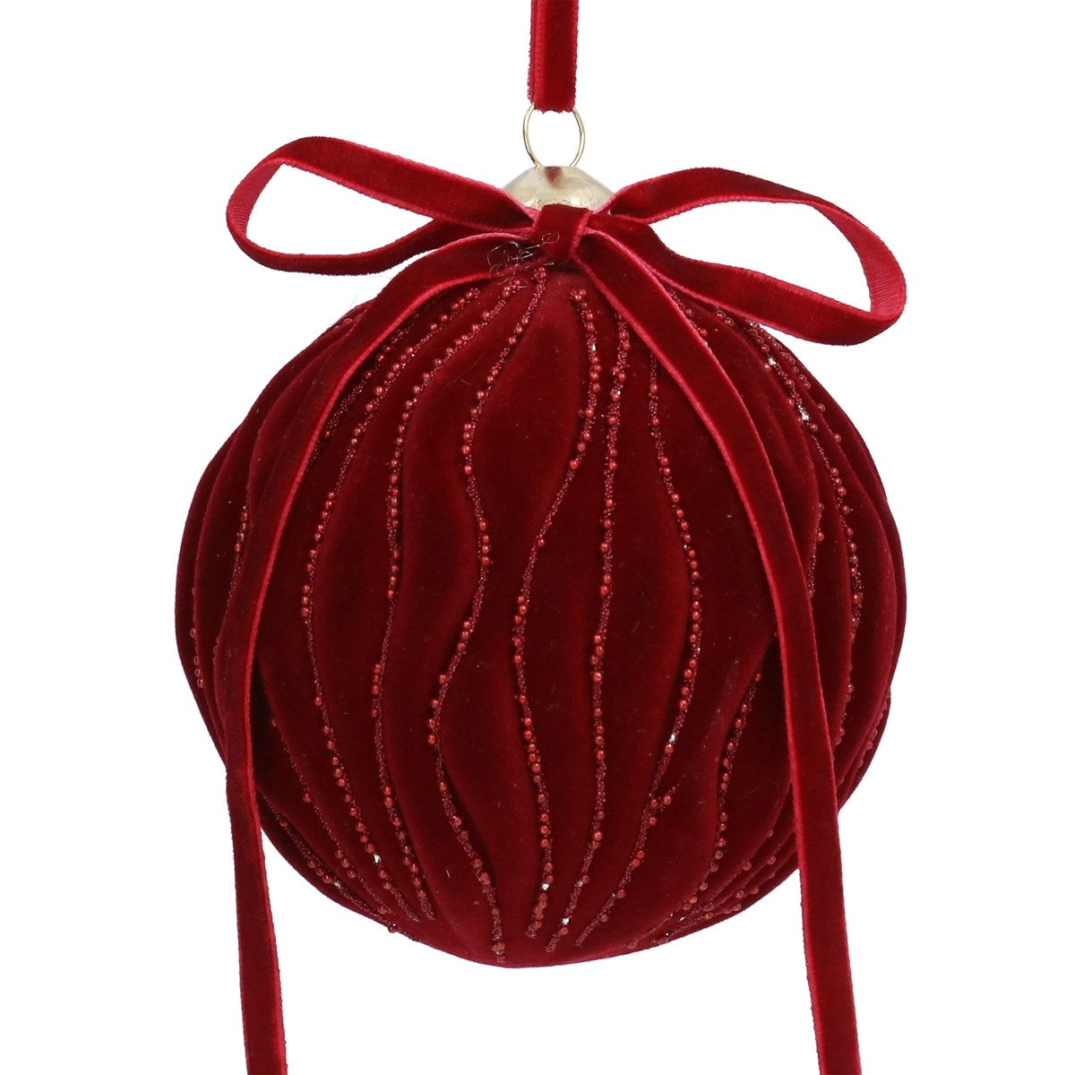 Glass Bauble | 10cm | Burgundy/Velvet Waves