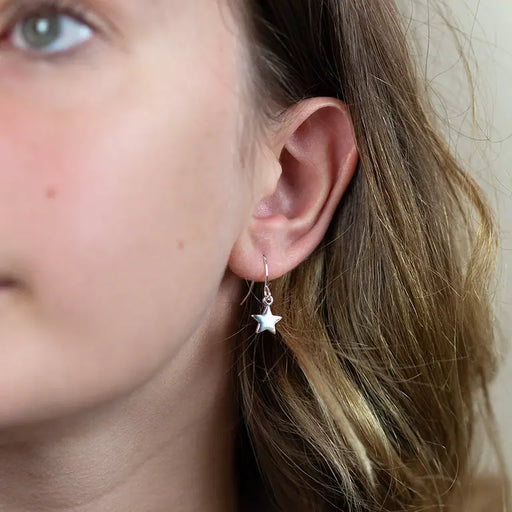 Silver Plated Star Drop Earrings