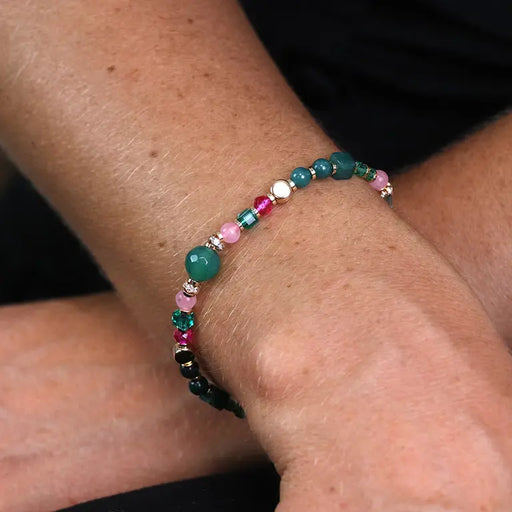 Green & Pink Beaded Bracelet