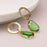 Golden Scratched Green Earrings