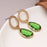 Golden Scratched Green Earrings