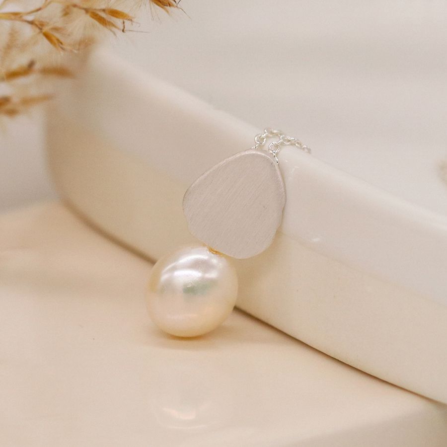 Brushed Teardrop Necklace