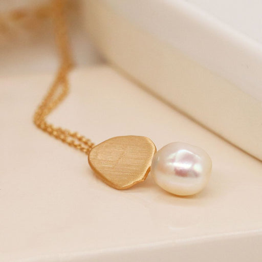 Golden Brushed Teardrop Necklace