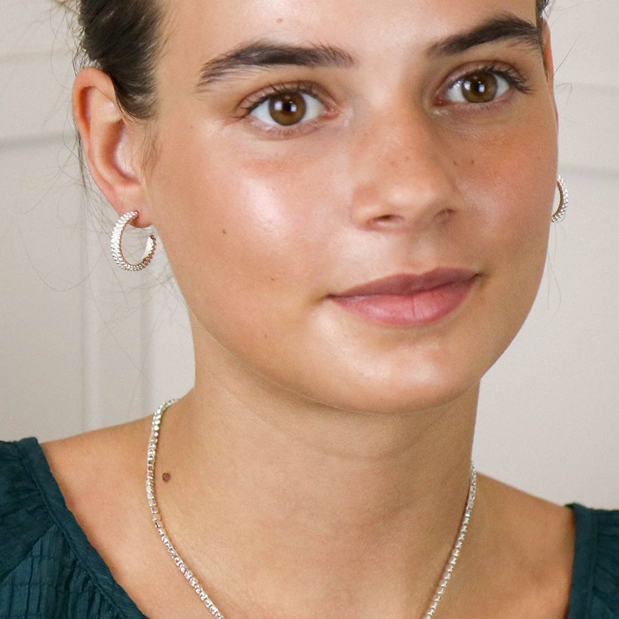 Bobble Edge | Silver Plated Hoops