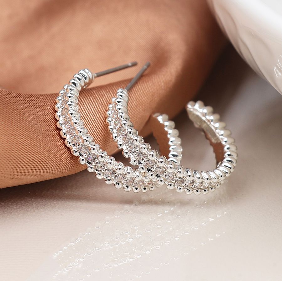 Bobble Edge | Silver Plated Hoops