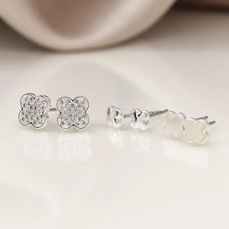 Triple Quatrefoil Stud Set