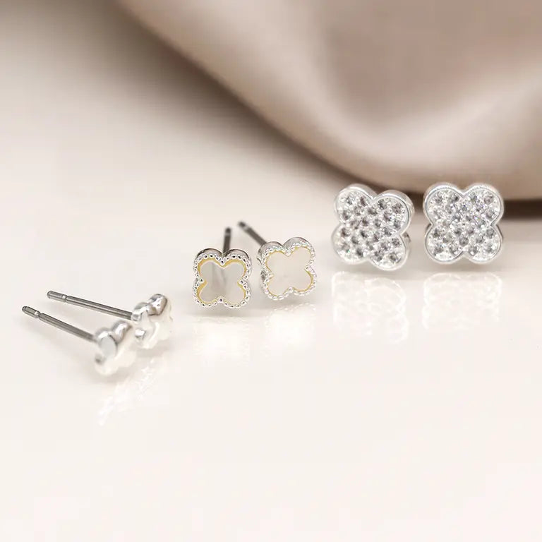 Triple Quatrefoil Stud Set
