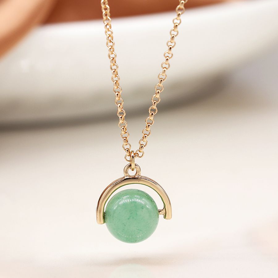 Suspended Green Bead | Necklace