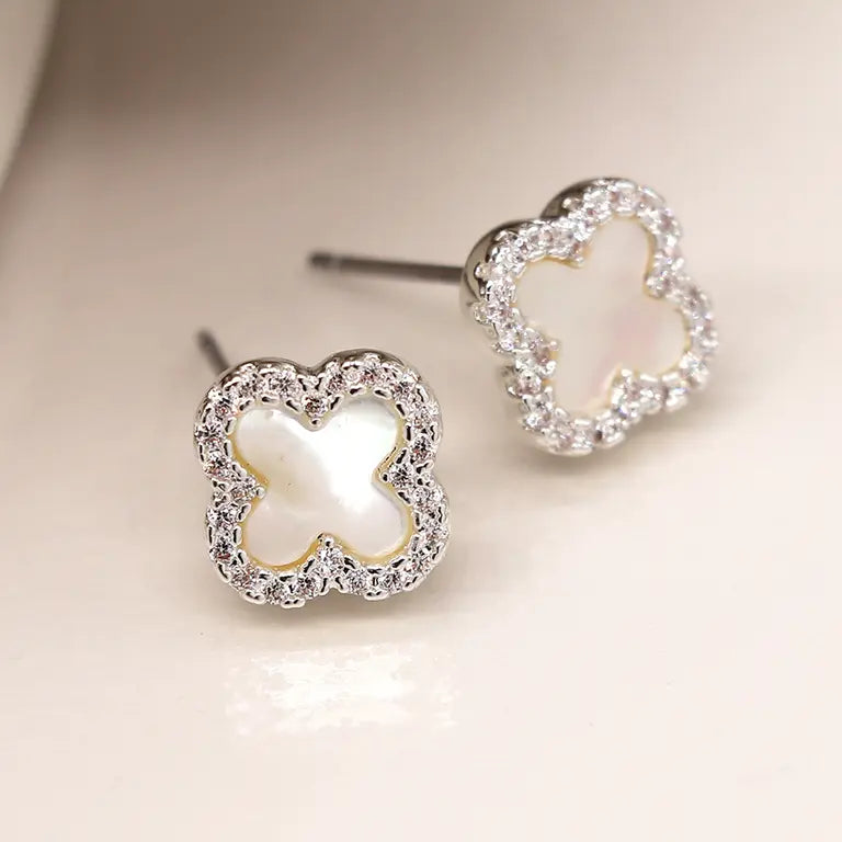 Glam Quatrefoil Studs | Silver