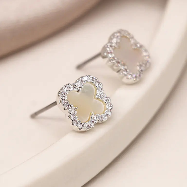 Glam Quatrefoil Studs | Silver