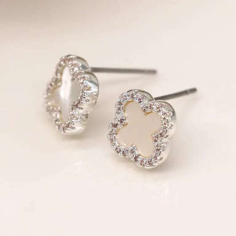 Glam Quatrefoil Studs | Silver