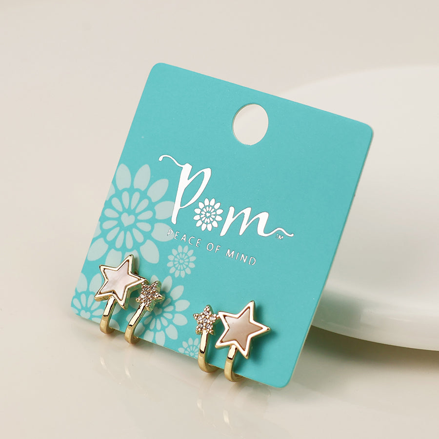 Golden Pearl and Crystal Star Earrings