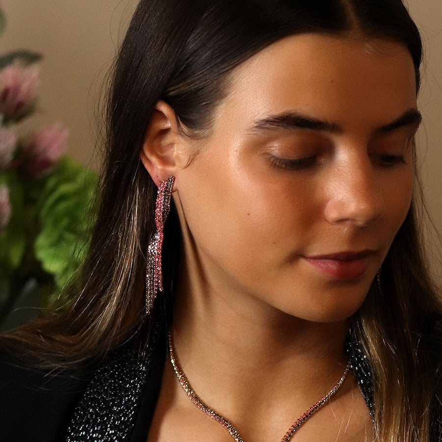 Ribbon Twist Crystal Earrings