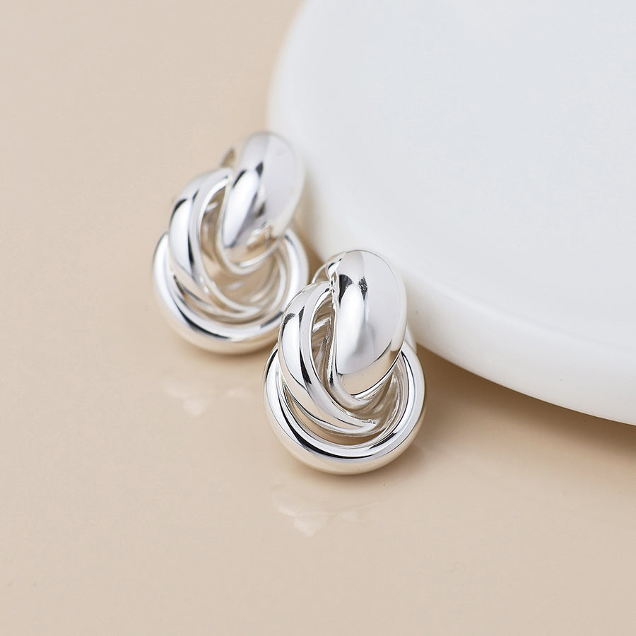 Polished Knot Earrings | Silver Plated