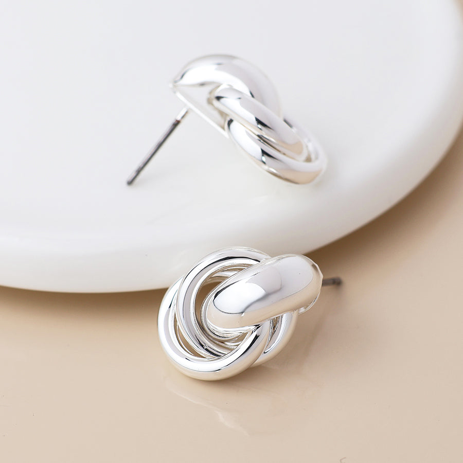 Polished Knot Earrings | Silver Plated