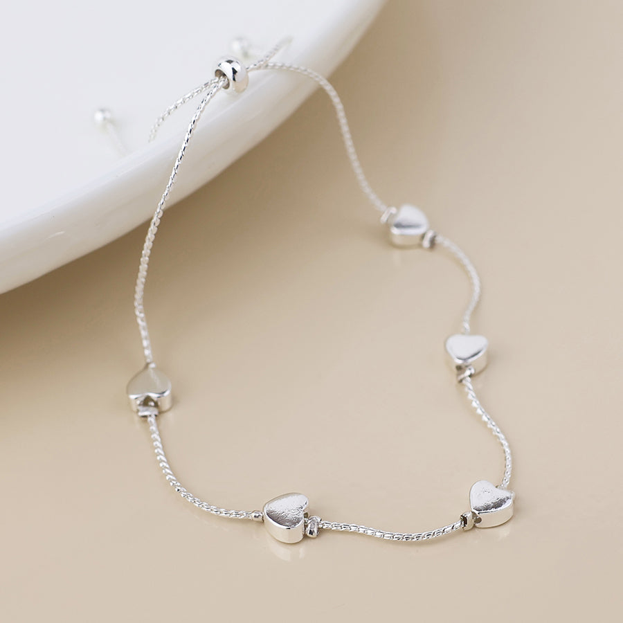 Heart Bead Station Chain Bracelet