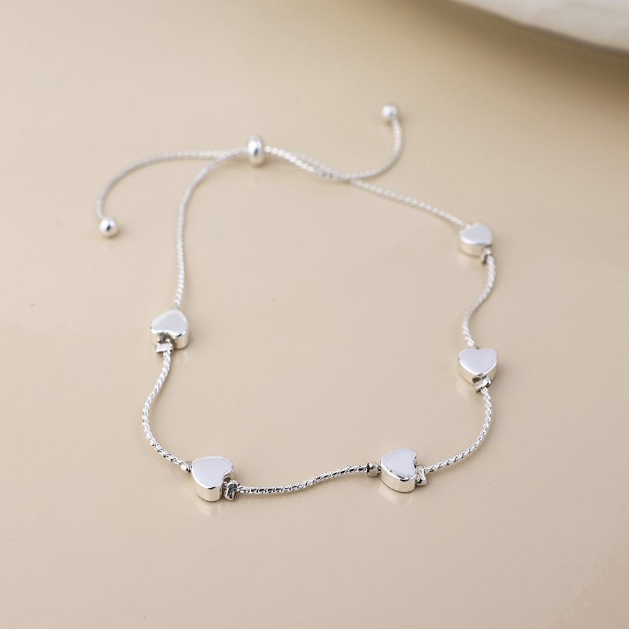Heart Bead Station Chain Bracelet
