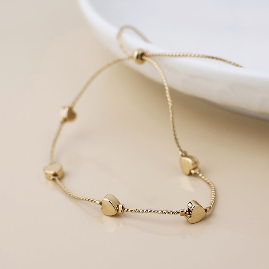 Heart Bead Station Chain Bracelet