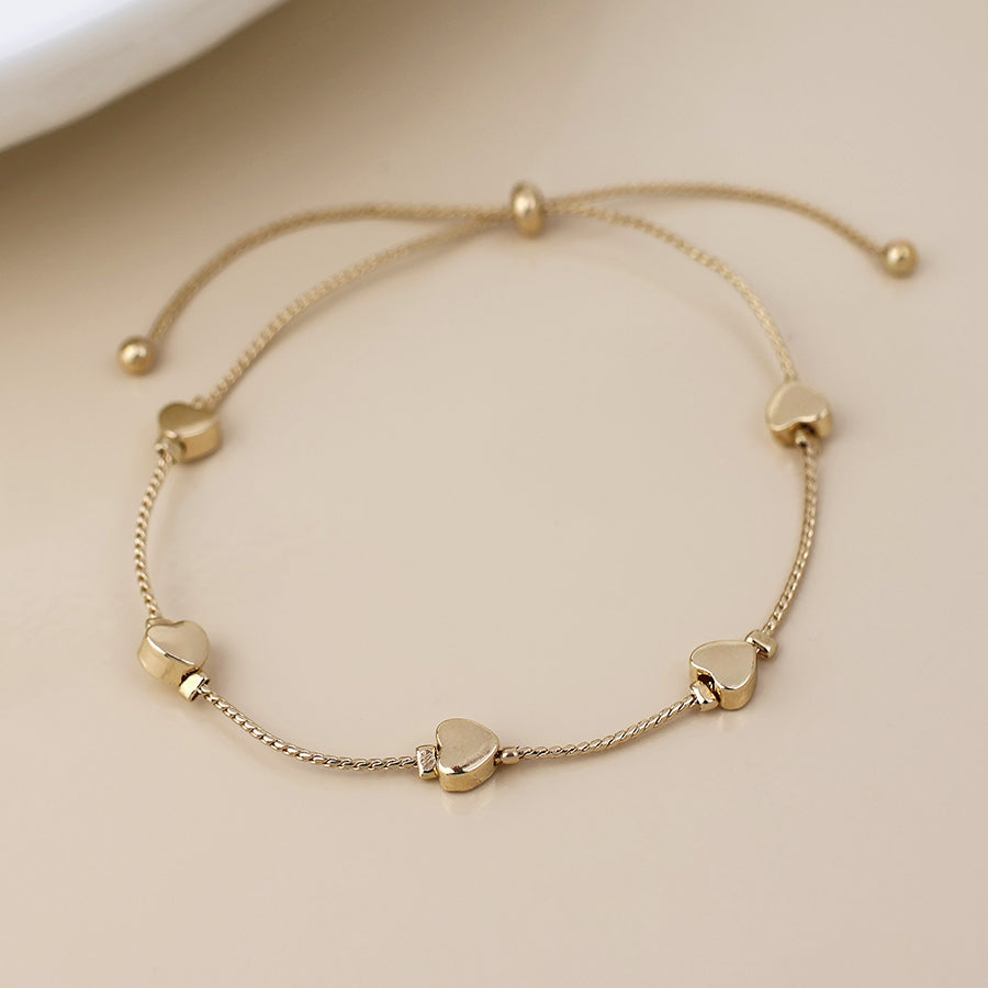 Heart Bead Station Chain Bracelet
