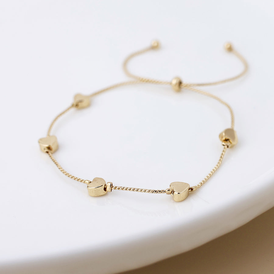 Heart Bead Station Chain Bracelet