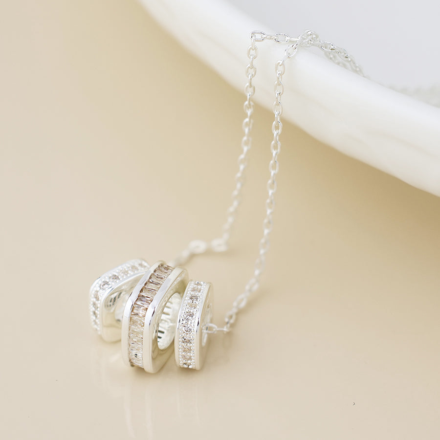 Simple Crystal Square Rings | Silver Plated Necklace
