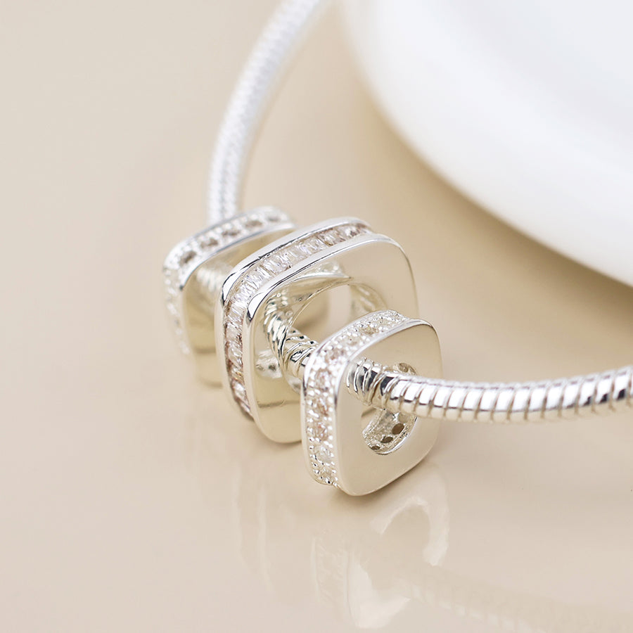 Simple Crystal Square Rings | Silver Plated Bracelet