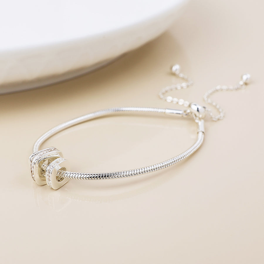Simple Crystal Square Rings | Silver Plated Bracelet