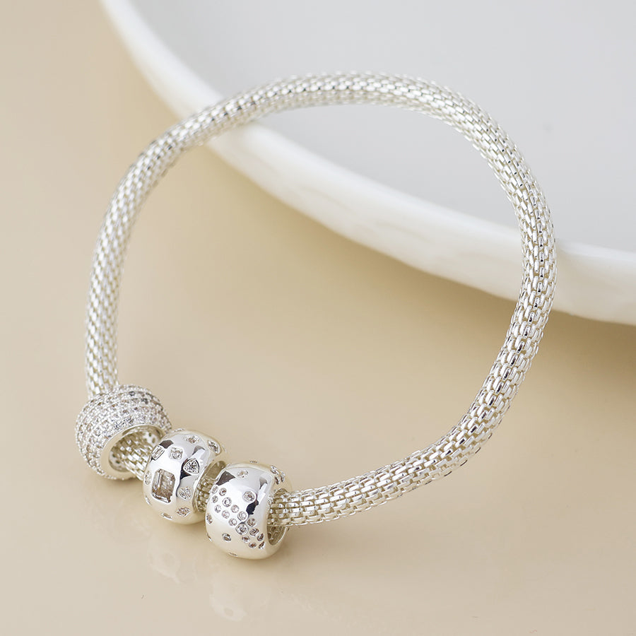 Mesh & Crystal Triple Ring | Bracelet