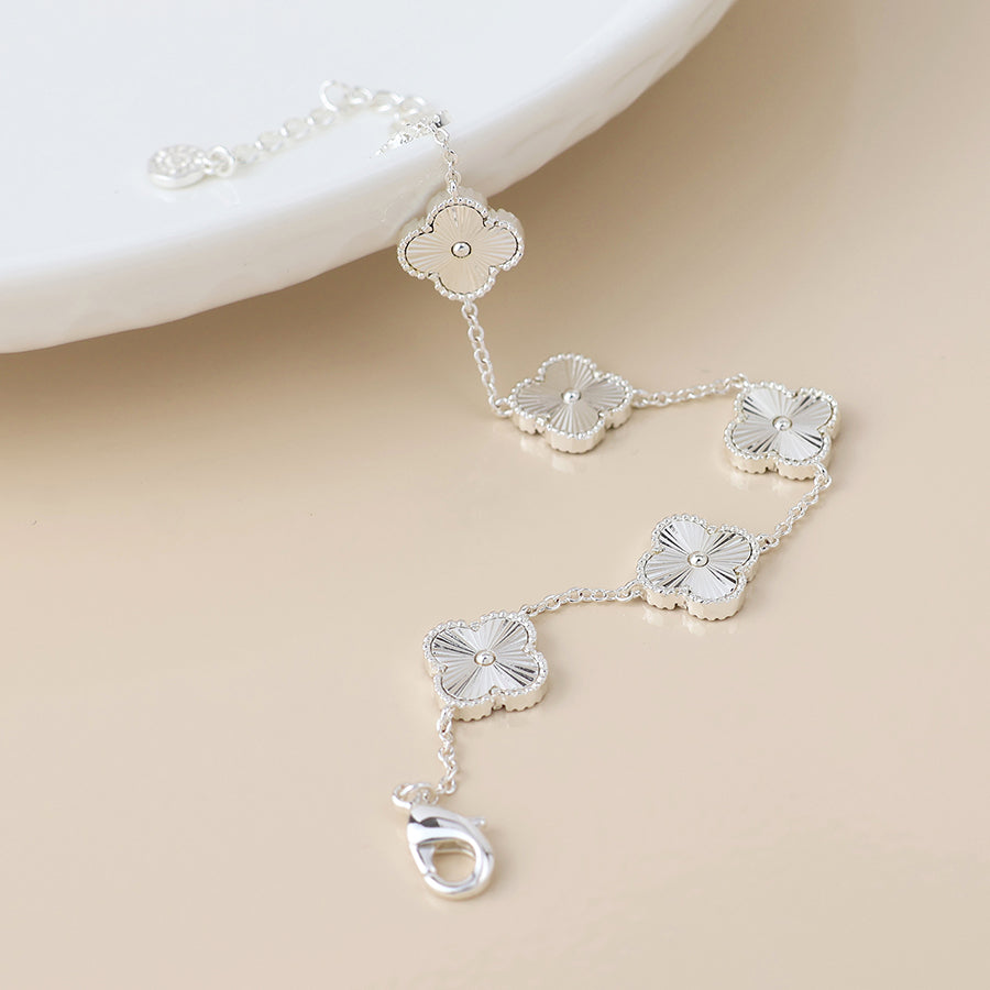 Plated Quatrefoil Station Bracelet