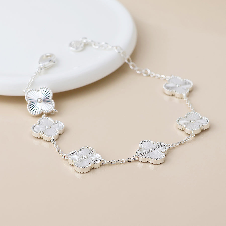 Plated Quatrefoil Station Bracelet