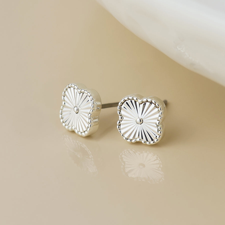 Plated Quatrefoil Stud Earrings