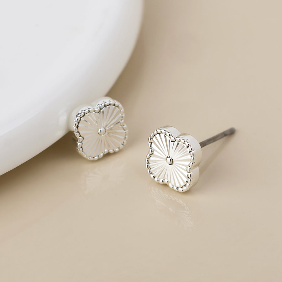 Plated Quatrefoil Stud Earrings