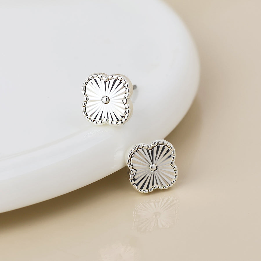 Plated Quatrefoil Stud Earrings
