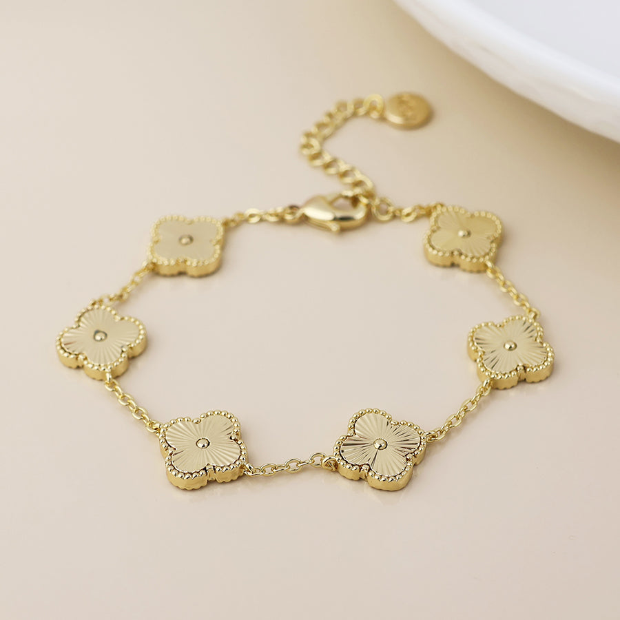 Plated Quatrefoil Station Bracelet