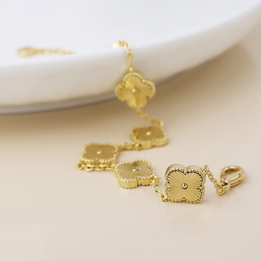 Plated Quatrefoil Station Bracelet