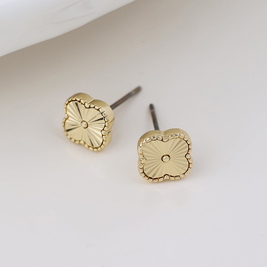 Plated Quatrefoil Stud Earrings