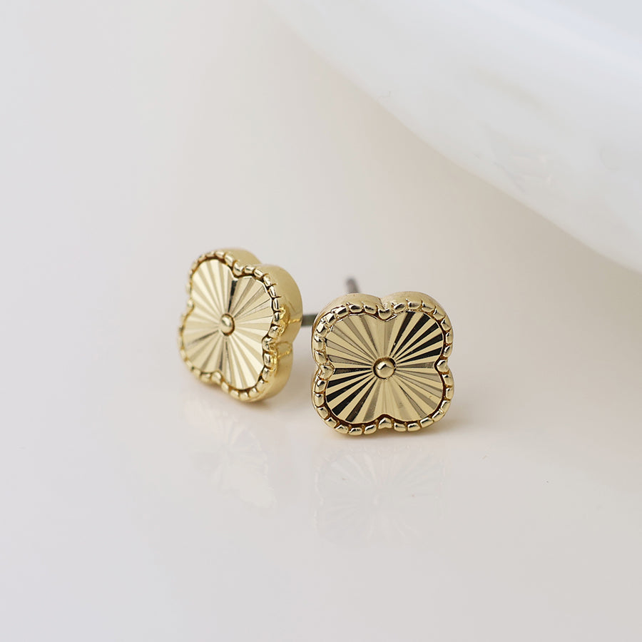 Plated Quatrefoil Stud Earrings