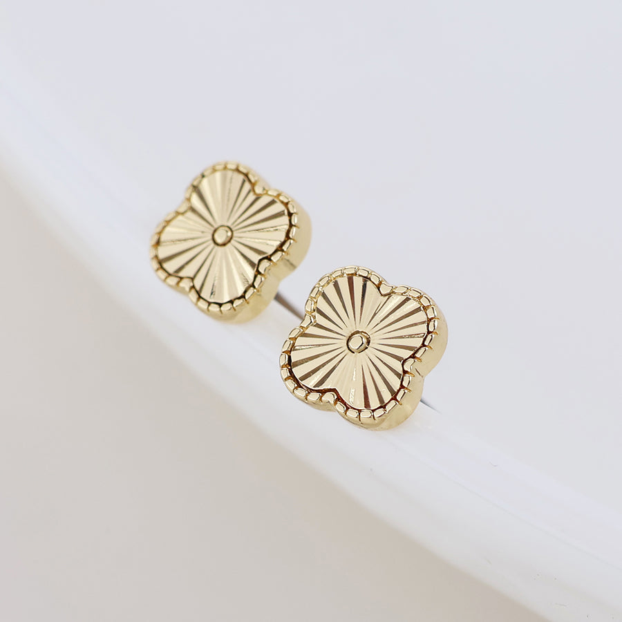 Plated Quatrefoil Stud Earrings