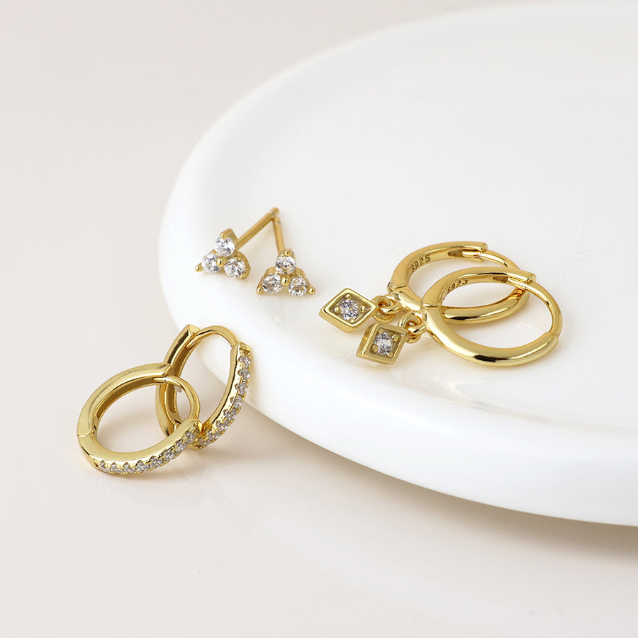 Crystal Hoops and Studs Earring Set
