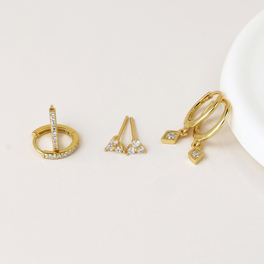 Crystal Hoops and Studs Earring Set