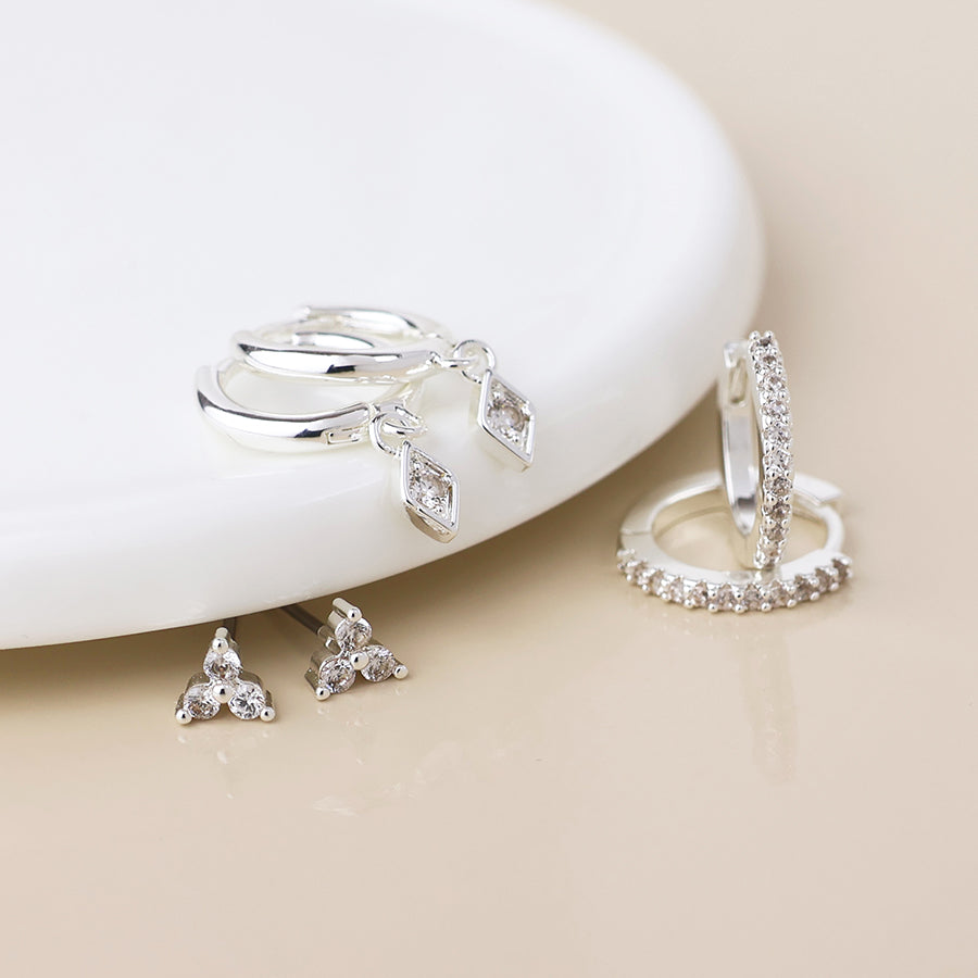 Crystal Hoops and Studs Earring Set