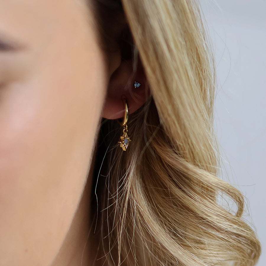 Ella Triple Earring Set with Blue & Purple Crystals | Gold Plated