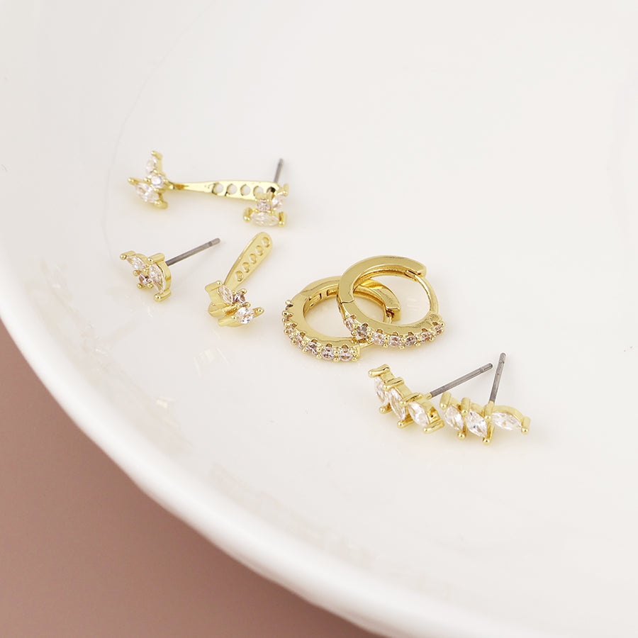 Andrea Marquis Mix Crystal Triple Earrings Set
